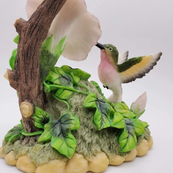 Vintage Cadona Floral Mantel Clock Quartz Hummingbird - Picture 6 of 7